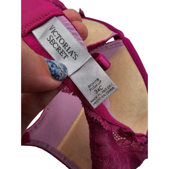 Victorias Secret Womens Sz 34C Biofit Push Up Bra Purple Lace - Picture 5 of 5